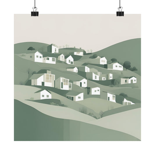 On The Hillside Green 10 Matte Square Posters