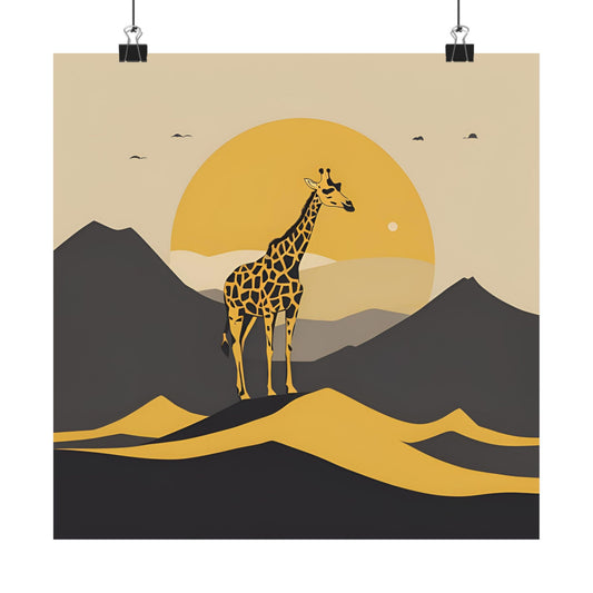 Lone Collection Giraffe 4 Matte Square Posters