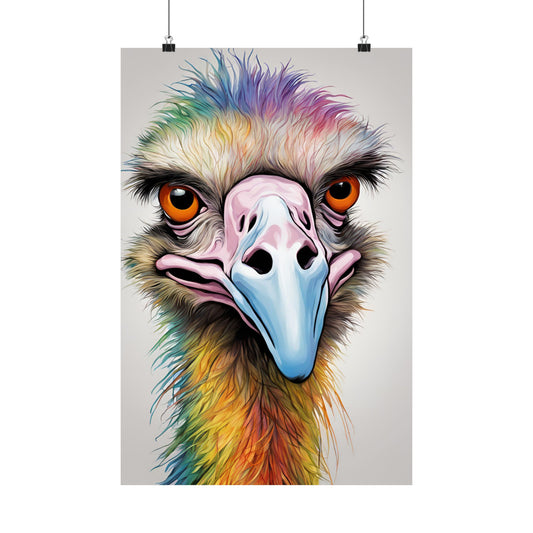 Multicolored Angry Emu 02 Matte Vertical Poster