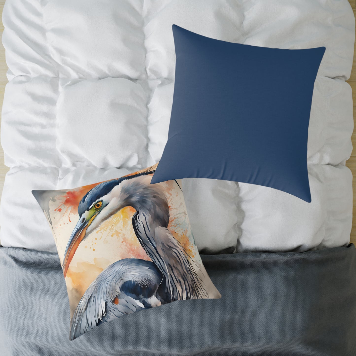 Heron 03 Poly Pillow - Natures Beauty Design