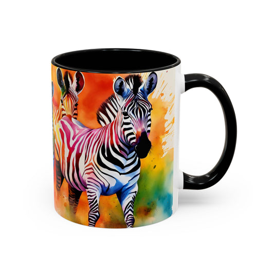 Multicoloured Zebra 3 Accent Mug 11oz