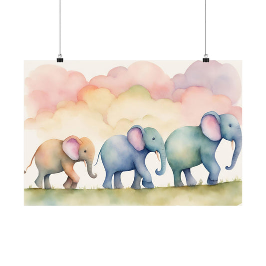Nursery Elephants 2 Matte Horizontal Posters