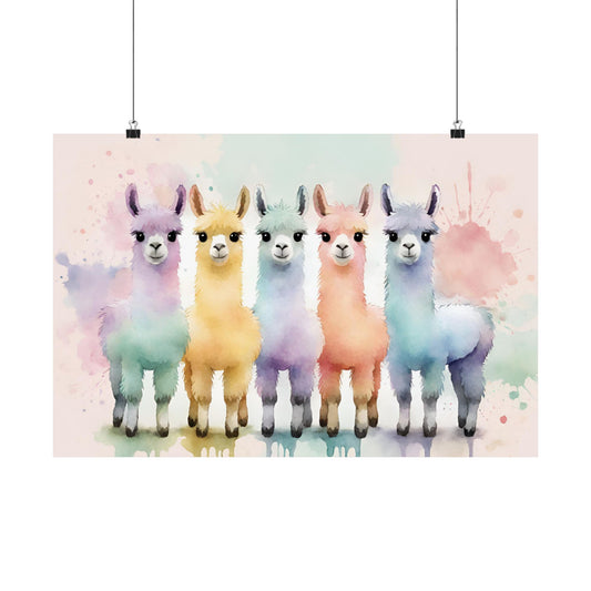 Nursery Llamas 4 Matte Horizontal Posters