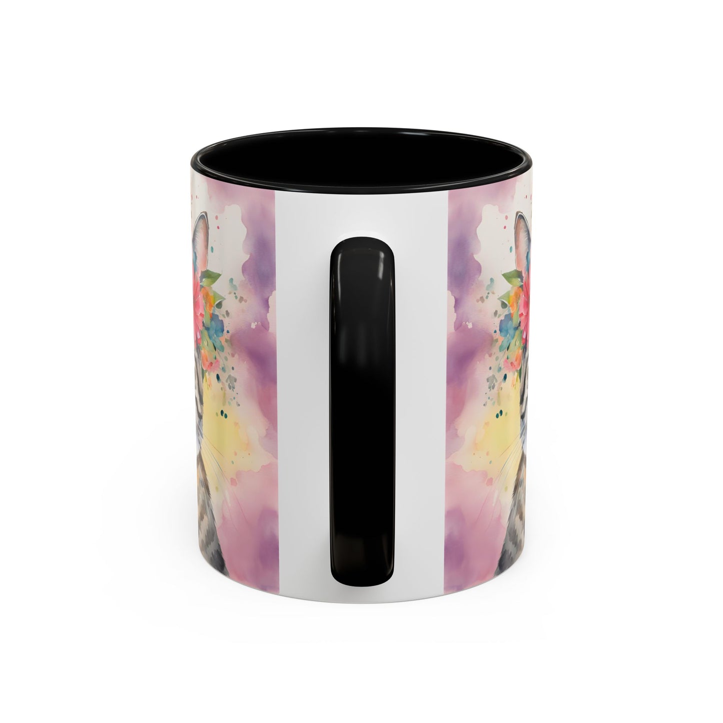 Floral Tabby Cat 02 Accent Coffee Mug - 11oz Perfect for Cat Lovers & Gifts
