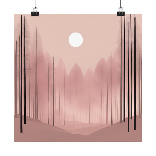 Lonely Forest Pink 09 Matte Square Posters