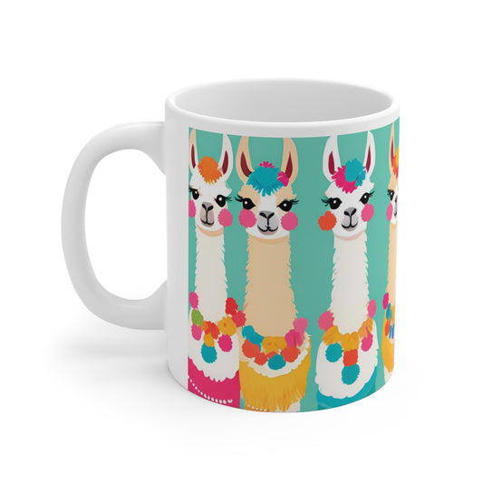 Playful Llama 8 White Ceramic Mug 11oz