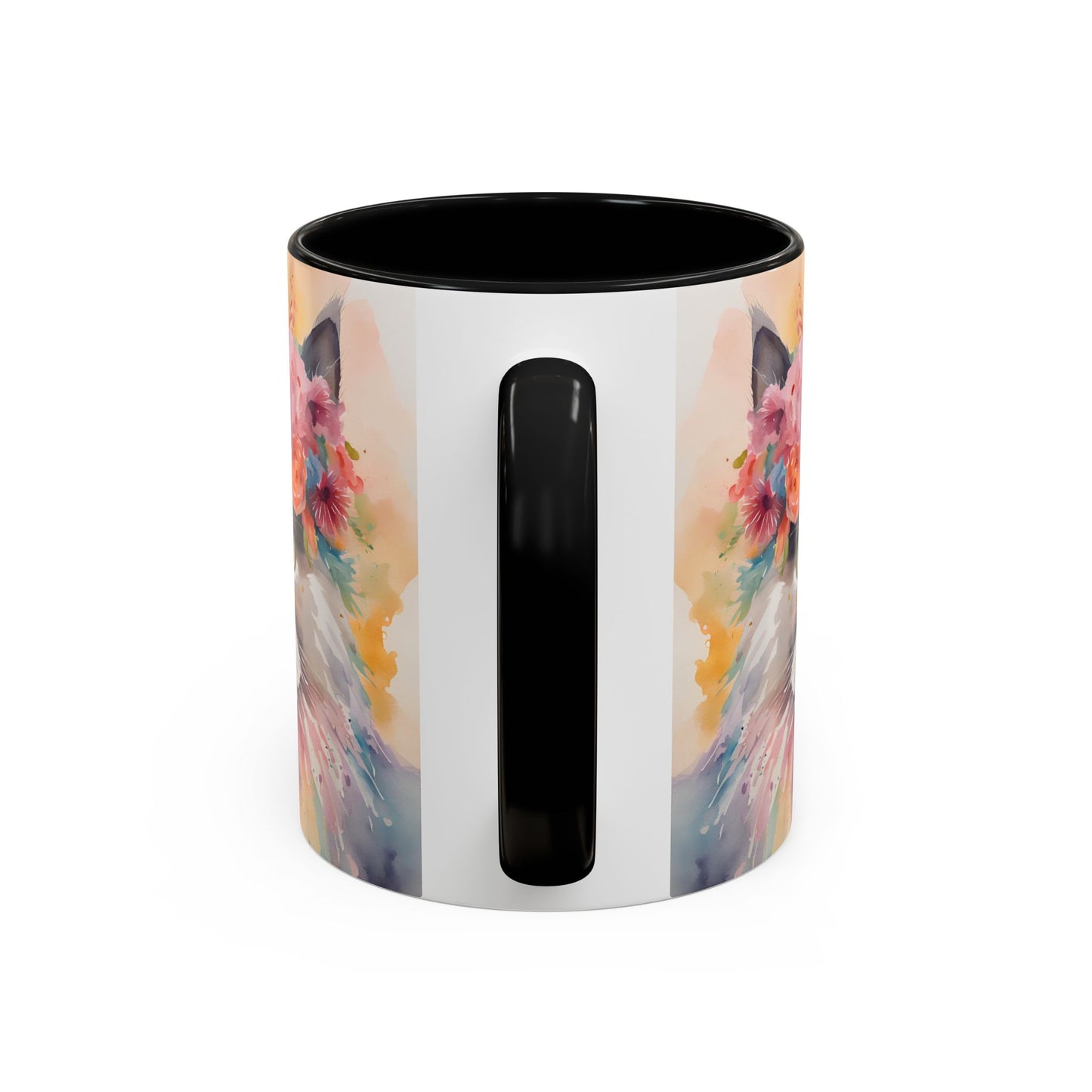 Floral Siamese Cat 03 Accent Coffee Mug - 11oz Perfect for Cat Lovers & Gifts