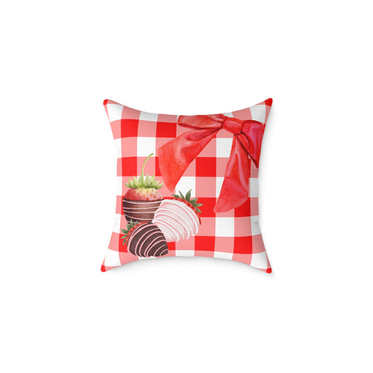 Valentine Chocolate Covered Strawberries 1 Poly Pillow