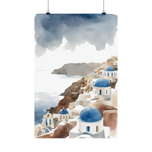 Abstract Greek rooftops 4 Matte Vertical Poster