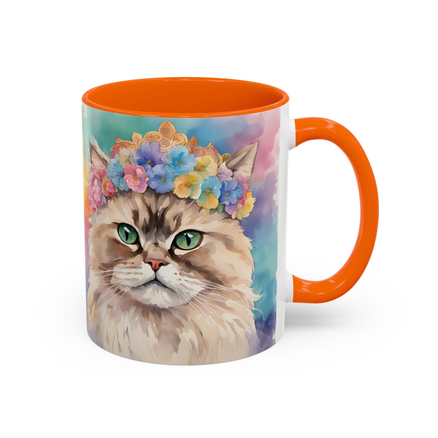 Floral Siamese Cat 02 Accent Coffee Mug - 11oz Perfect for Cat Lovers & Gifts