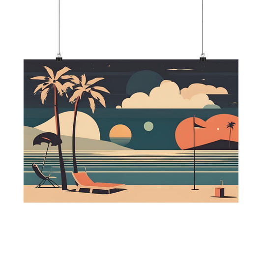 Retro beach 4 Matte Horizontal Posters