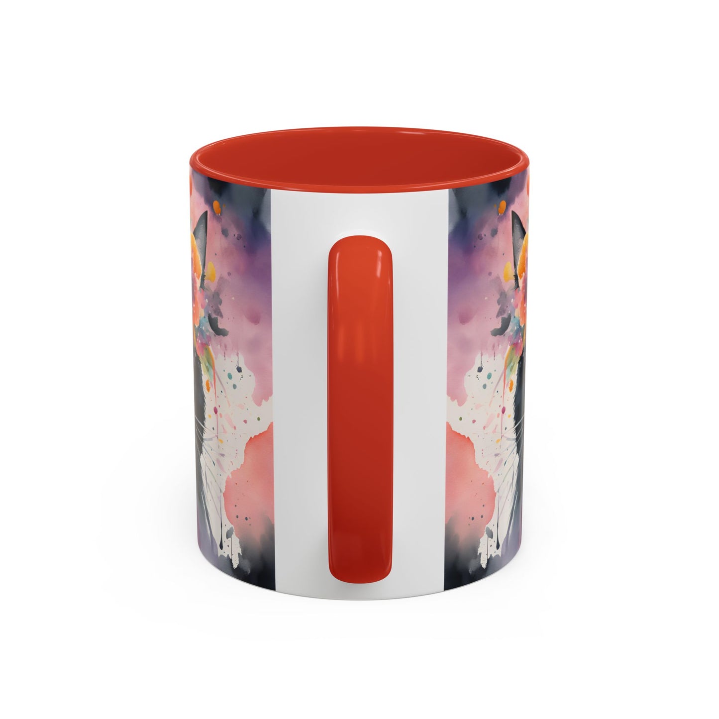 Floral Black Cat 03 Accent Coffee Mug - 11oz Perfect for Cat Lovers & Gifts