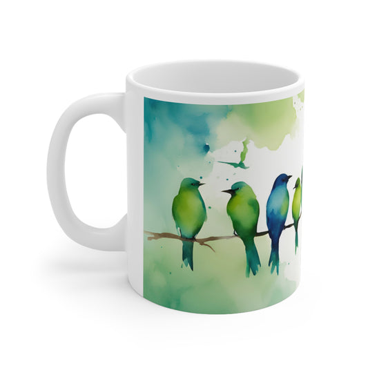 Birdies In A Row 04 Mug - Nature's Beauty Collection