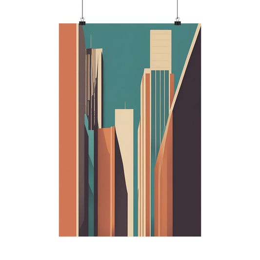 Retro cityscape 1 Matte Vertical Posters