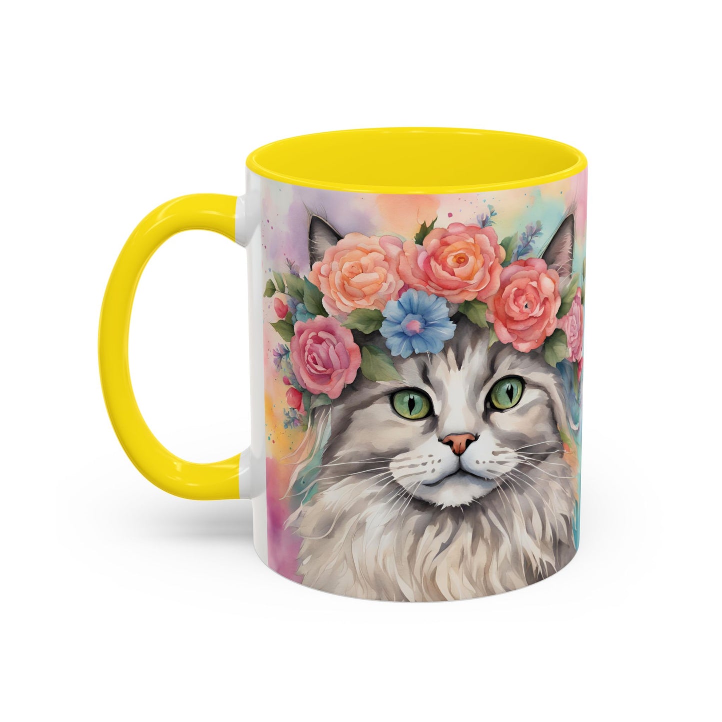 Floral Rag Doll Cat 03 Accent Coffee Mug - 11oz Perfect for Cat Lovers & Gifts