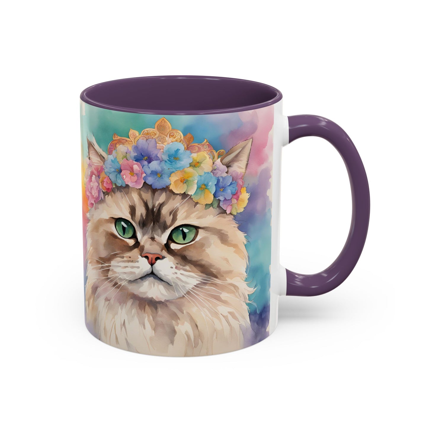 Floral Siamese Cat 02 Accent Coffee Mug - 11oz Perfect for Cat Lovers & Gifts