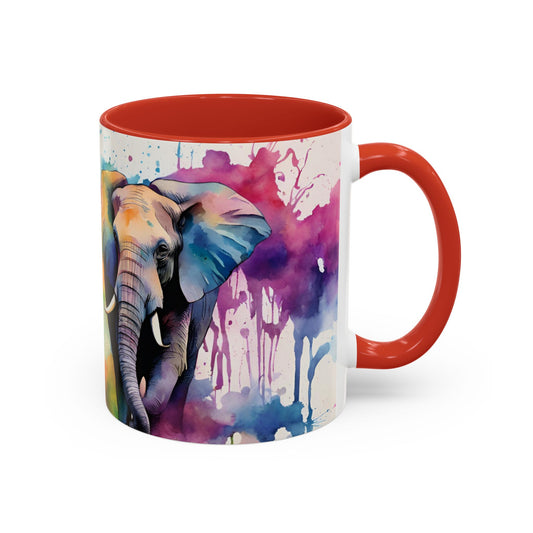 Multicoloured Elephant 2 Accent Mug 11oz
