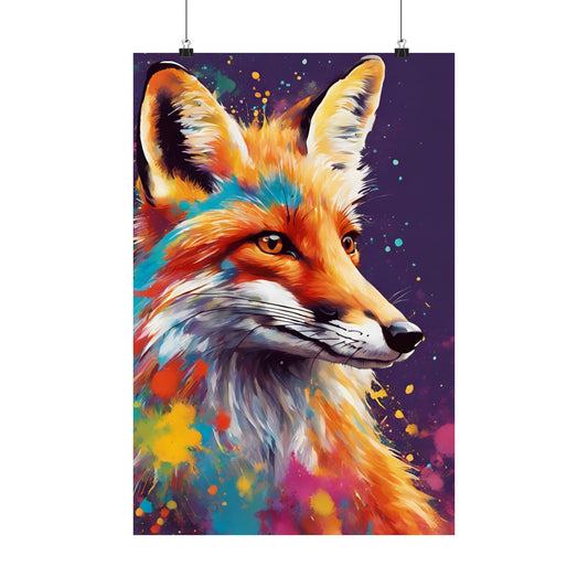 Multicolored Fox 4 Matte Vertical Poster