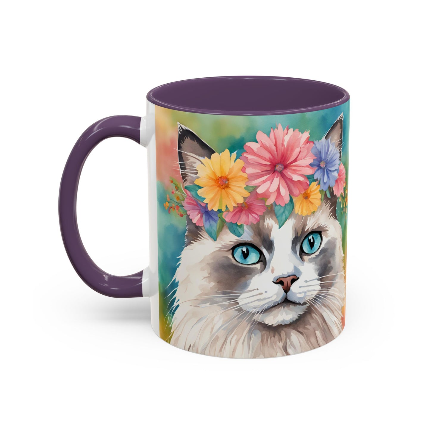 Floral Rag Doll Cat 01 Accent Coffee Mug - 11oz Perfect for Cat Lovers & Gifts
