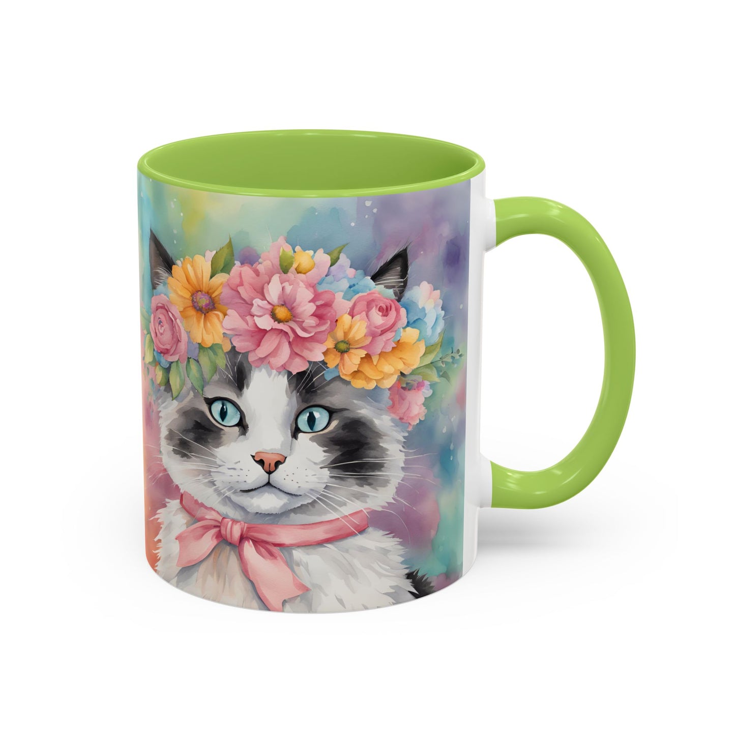 Floral Rag Doll Cat 04 Accent Coffee Mug - 11oz Perfect for Cat Lovers & Gifts