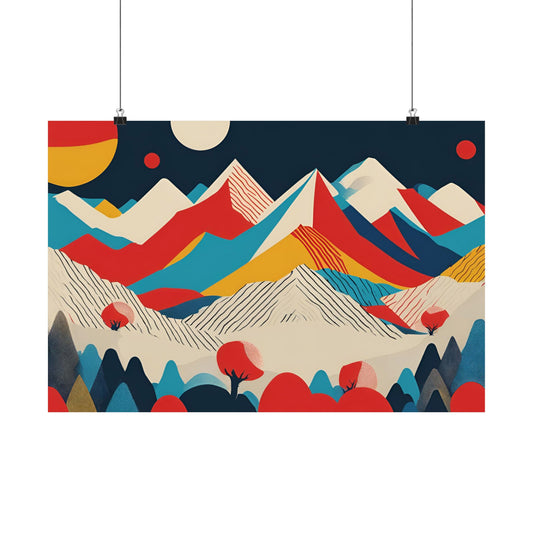 Retro Alpine 4 Matte Horizontal Posters