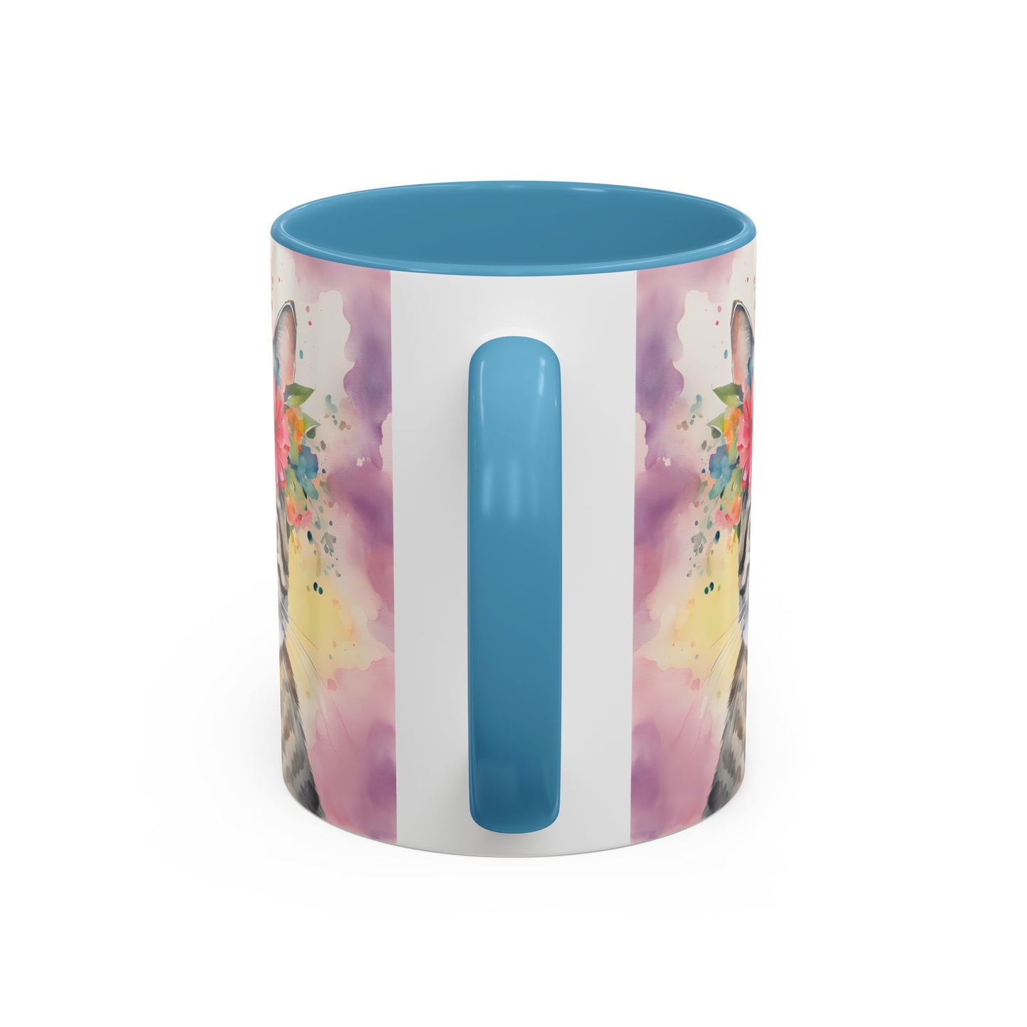 Floral Tabby Cat 02 Accent Coffee Mug - 11oz Perfect for Cat Lovers & Gifts