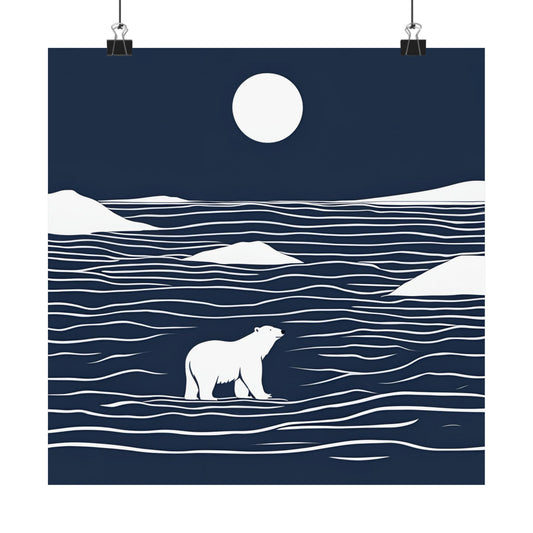 Lone Collection Polar Bear 4 Matte Square Posters
