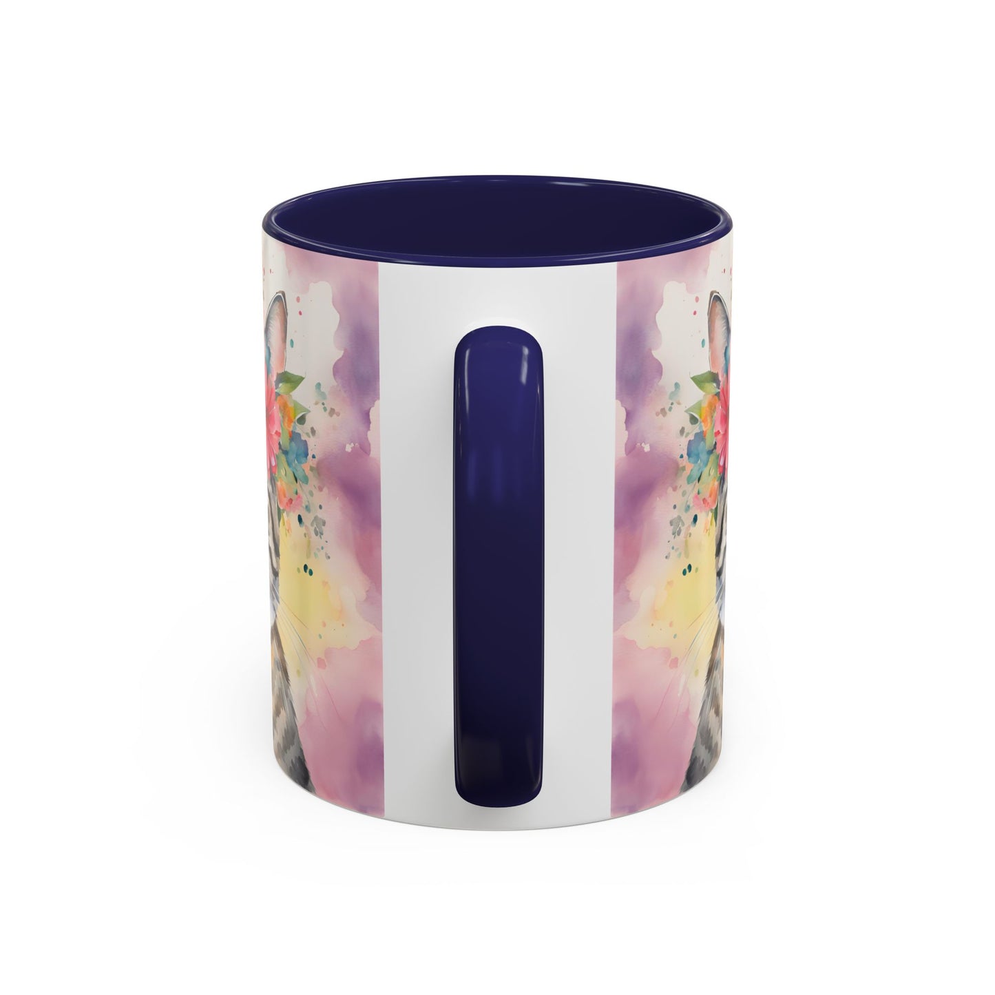 Floral Tabby Cat 02 Accent Coffee Mug - 11oz Perfect for Cat Lovers & Gifts