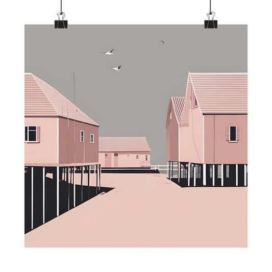 By The Sea Pink 1 Matte Square Posters