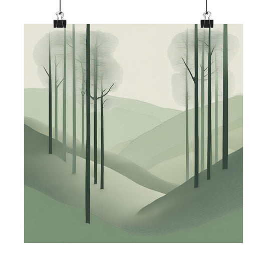 On The Hillside Green 20 Matte Square Posters