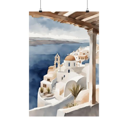 Abstract Greek rooftops 2 Matte Vertical Poster