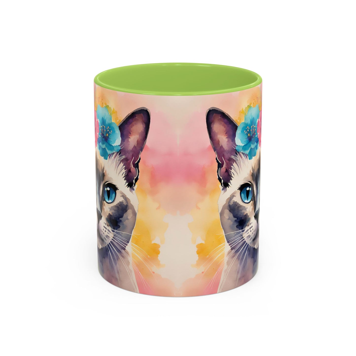Floral Siamese Cat 04 Accent Coffee Mug - 11oz Perfect for Cat Lovers & Gifts
