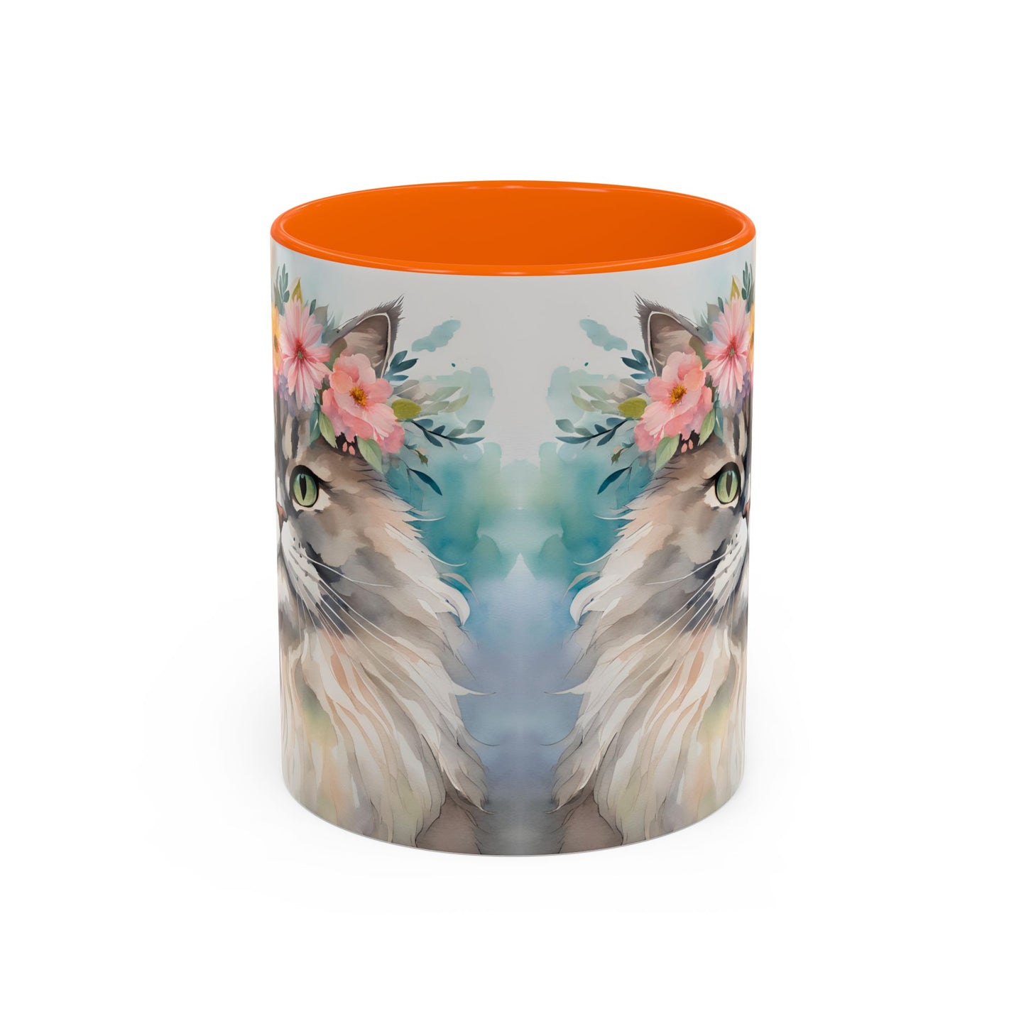 Floral Siamese Cat 01 Accent Coffee Mug - 11oz Perfect for Cat Lovers & Gifts