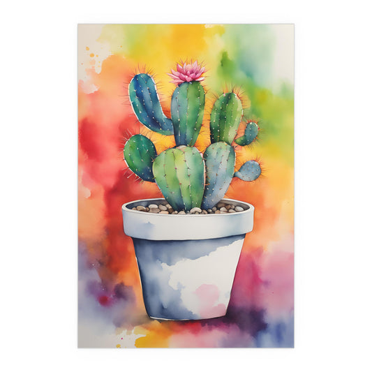 Multicolored Cactus 1 Indoor and Outdoor Silk Poster