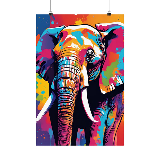 Multicolored Elephant 3 Matte Vertical Poster