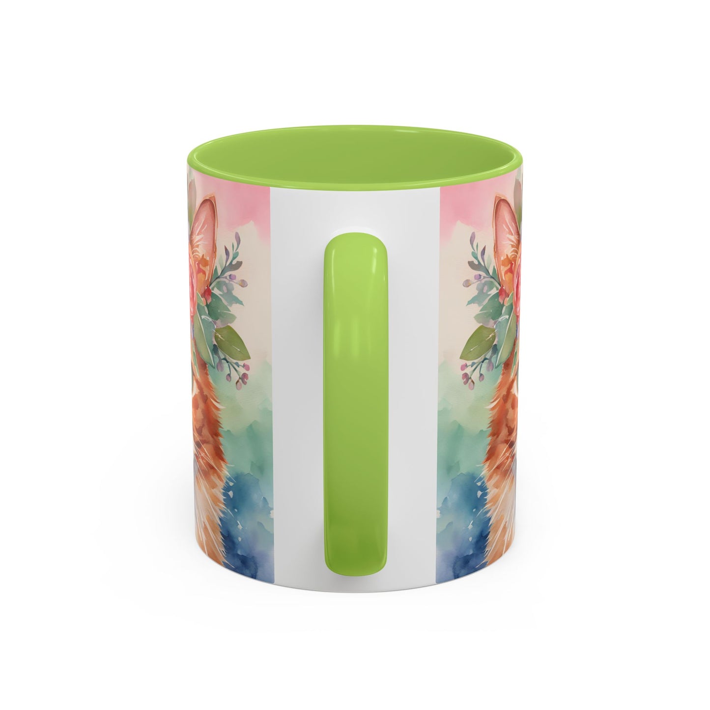 Floral Ginger Cat 01 Accent Coffee Mug - 11oz Perfect for Cat Lovers & Gifts
