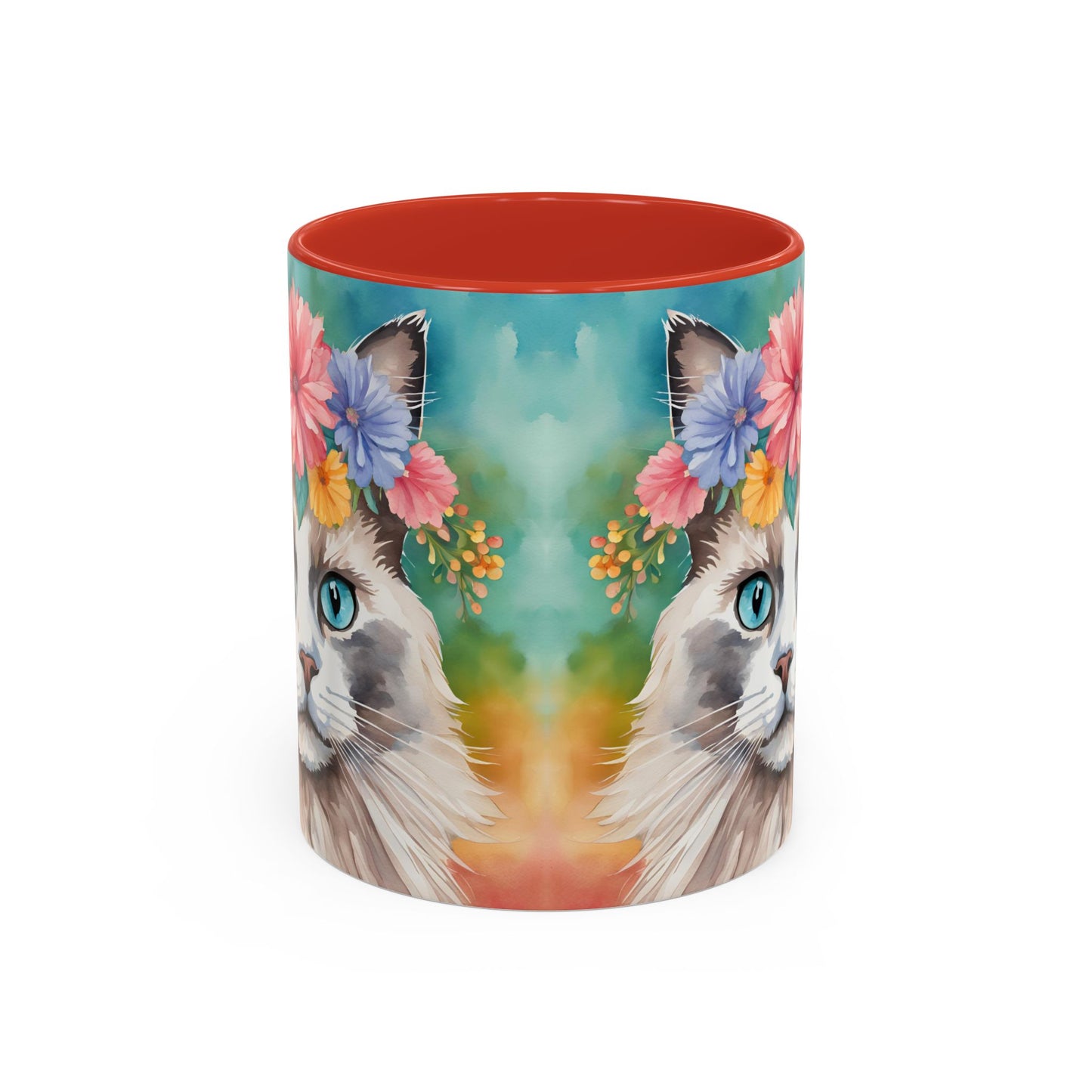 Floral Rag Doll Cat 01 Accent Coffee Mug - 11oz Perfect for Cat Lovers & Gifts