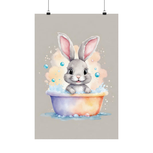 Nursery Bunny in the Bath 3 Matte Vertical Posters