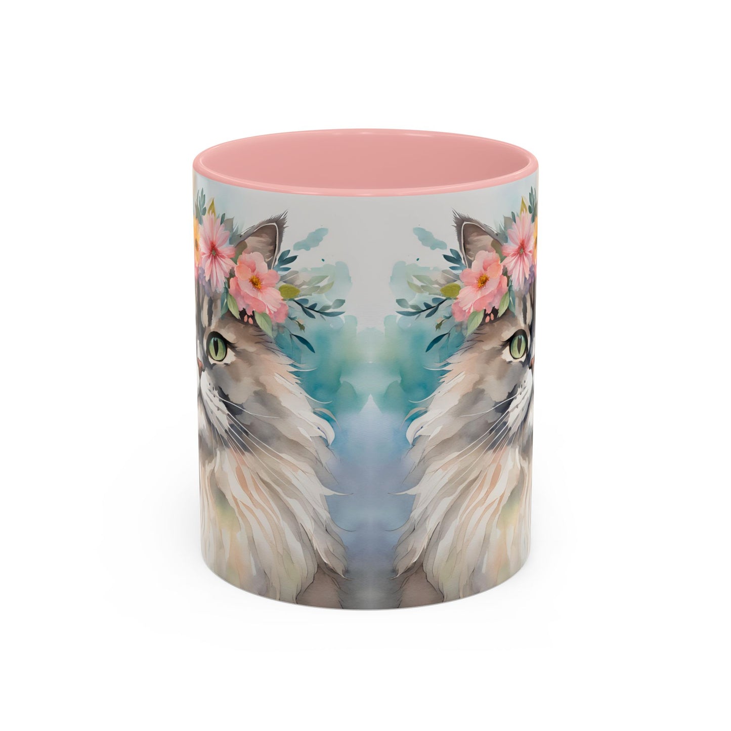 Floral Siamese Cat 01 Accent Coffee Mug - 11oz Perfect for Cat Lovers & Gifts