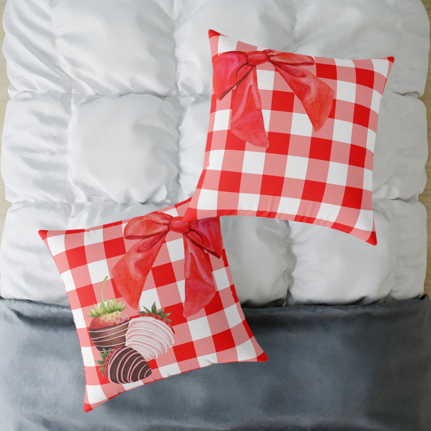 Valentine Chocolate Covered Strawberries 1 Poly Pillow