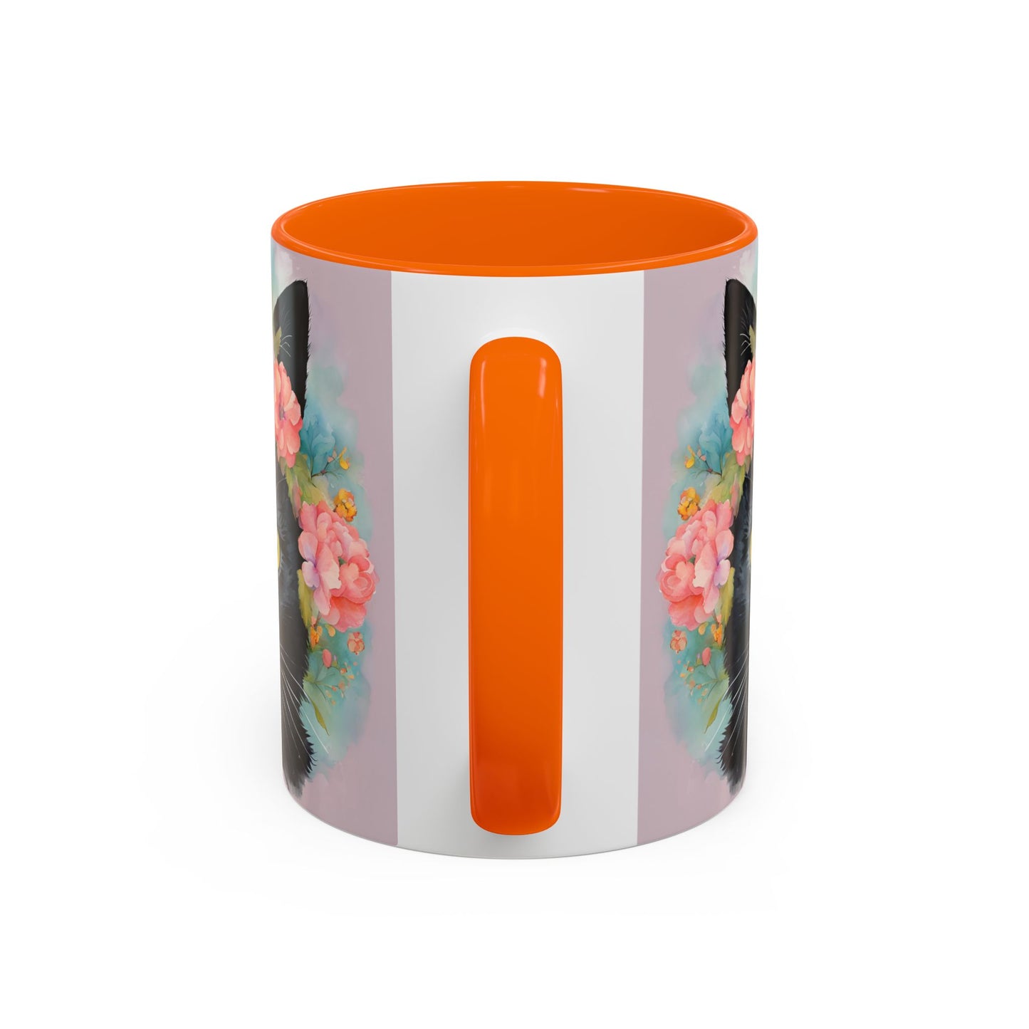 Floral Black Cat 01 Accent Coffee Mug - 11oz Perfect for Cat Lovers & Gifts