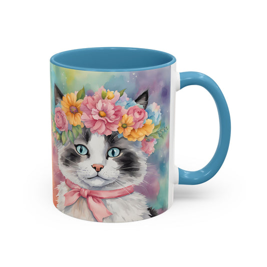 Floral Rag Doll Cat 04 Accent Coffee Mug - 11oz Perfect for Cat Lovers & Gifts