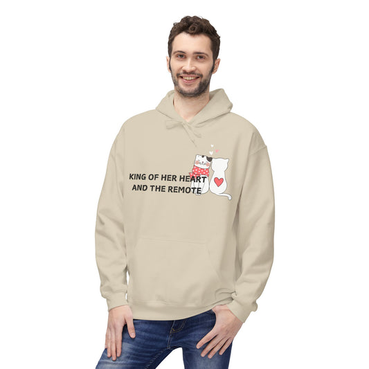 King Of Her Heart And The Remote Mens Valentines Hoodie