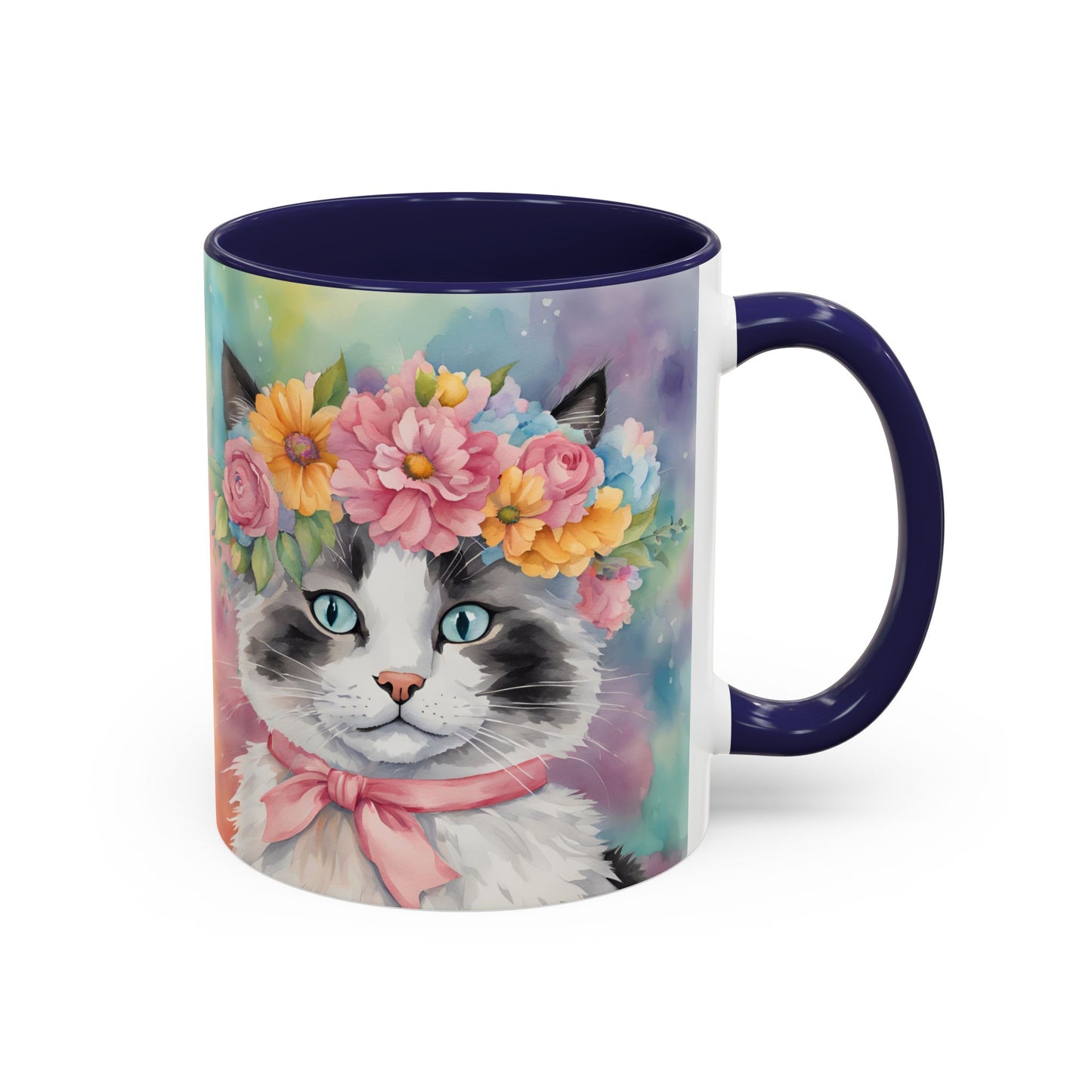 Floral Rag Doll Cat 04 Accent Coffee Mug - 11oz Perfect for Cat Lovers & Gifts