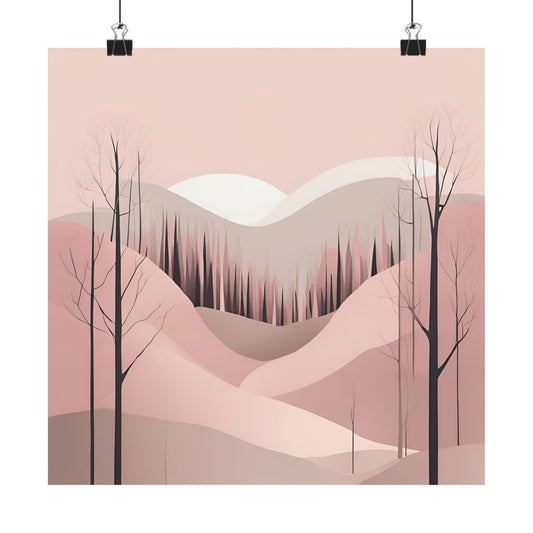 Lonely Forest Pink 19 Matte Square Posters