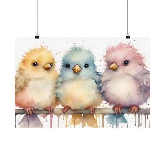 Nursery Birdies 3 Matte Horizontal Posters