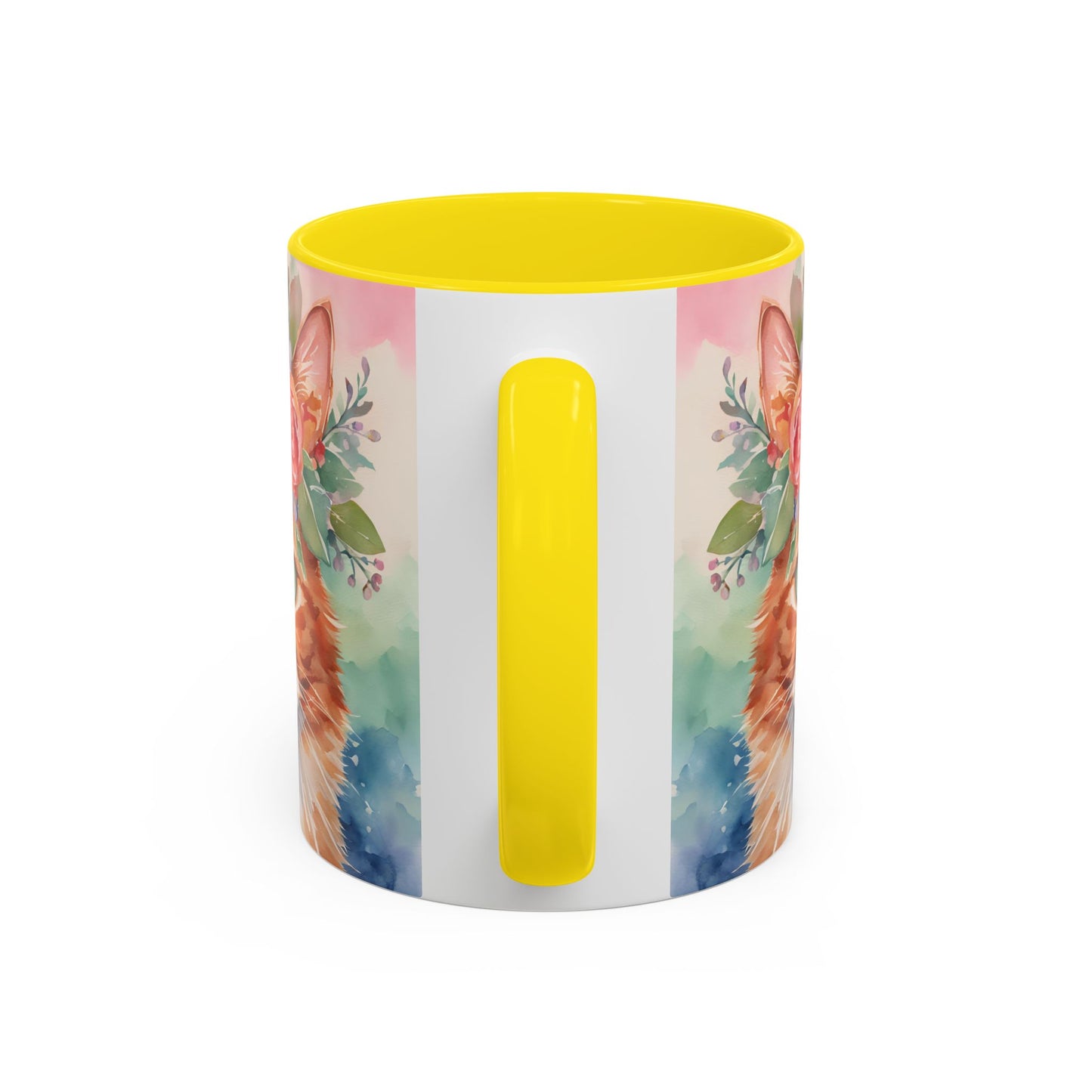 Floral Ginger Cat 01 Accent Coffee Mug - 11oz Perfect for Cat Lovers & Gifts