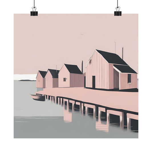 By The Sea Pink 4 Matte Square Posters