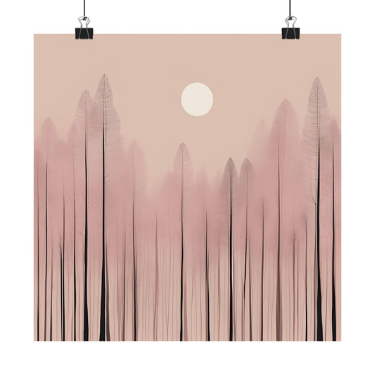 Lonely Forest Pink 15 Matte Square Posters