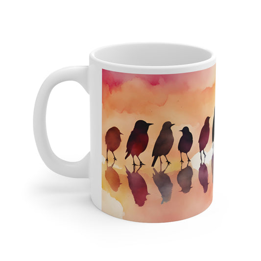Birdies In A Row 03 Mug - Nature's Beauty Collection